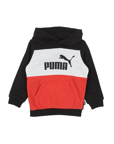 Puma Babies'  Ess+ Colorblock Hoodie Tr B Toddler Boy Sweatshirt Orange Size 5 Cotton, Polyester, Elastane