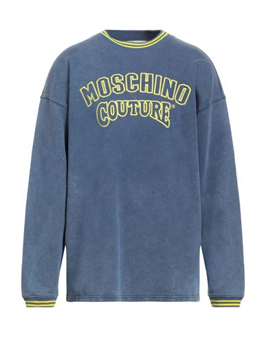 Moschino Man Sweatshirt Slate Blue Size 44 Cotton