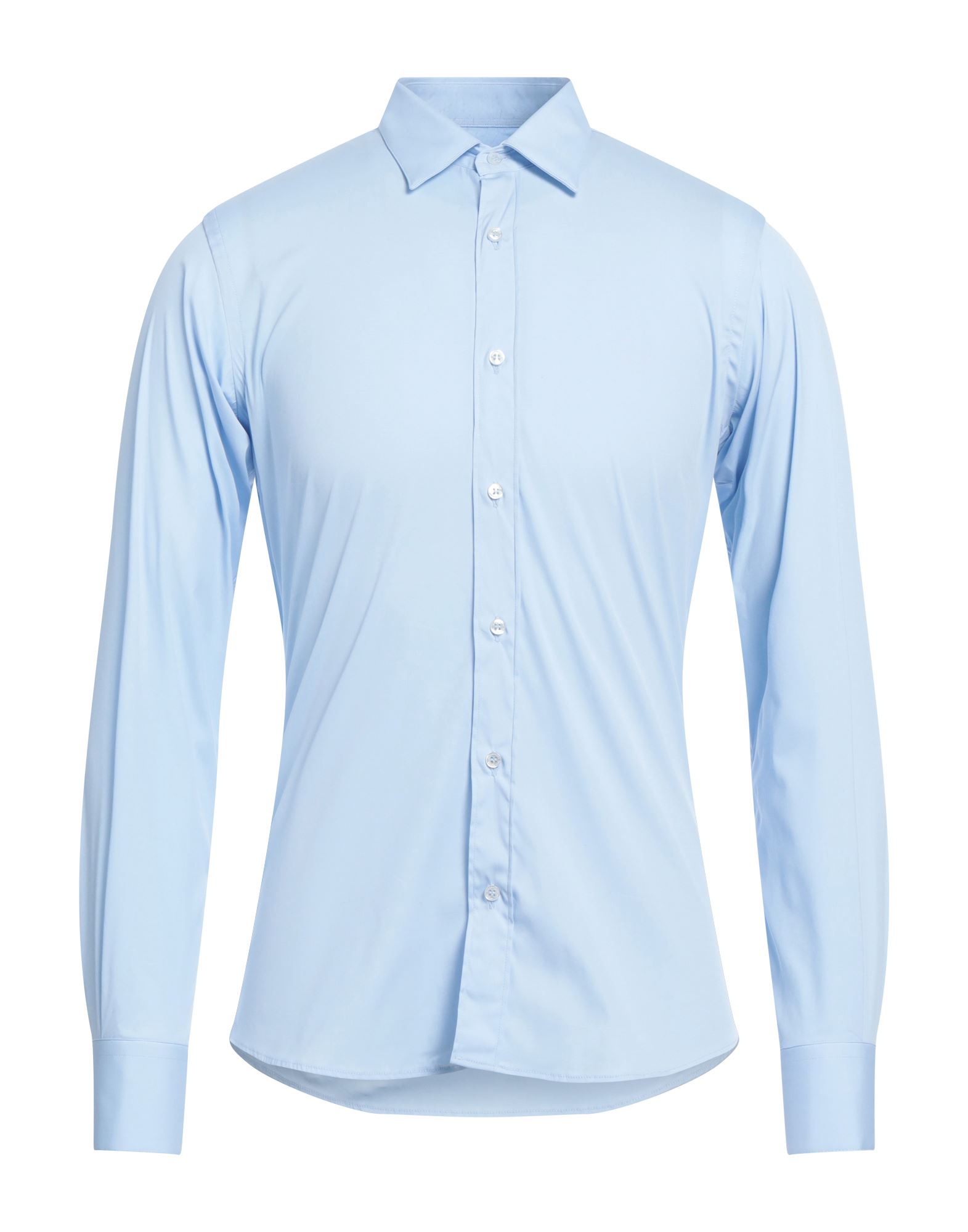 Alessandro Dell'acqua Man Shirt Light Blue Size 15 ½ Cotton, Polyamide, Elastane