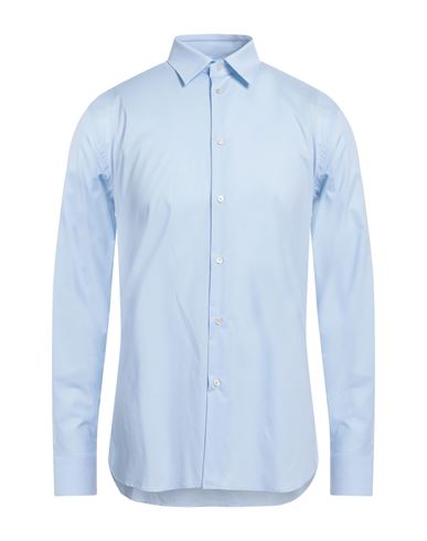 Paolo Pecora Man Shirt Sky Blue Size 17 Cotton, Elastane