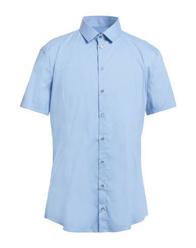 Patrizia Pepe Man Shirt Pastel Blue Size 44 Cotton, Polyamide, Elastane