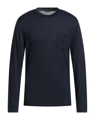 Zanone Man T-shirt Midnight Blue Size 44 Virgin Wool In Blue
