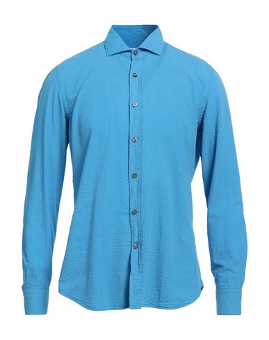 Shop Ghirardelli Man Shirt Azure Size 17 ½ Cotton In Blue