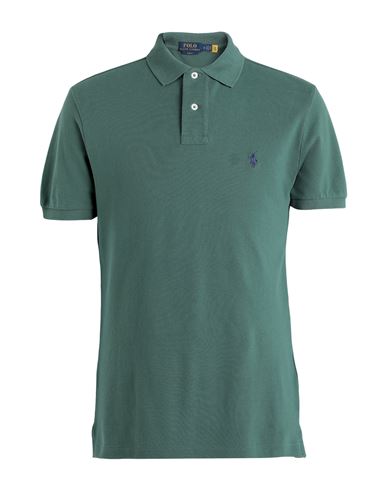 Shop Polo Ralph Lauren Slim Fit Mesh Polo Shirt Man Polo Shirt Dark Green Size L Cotton