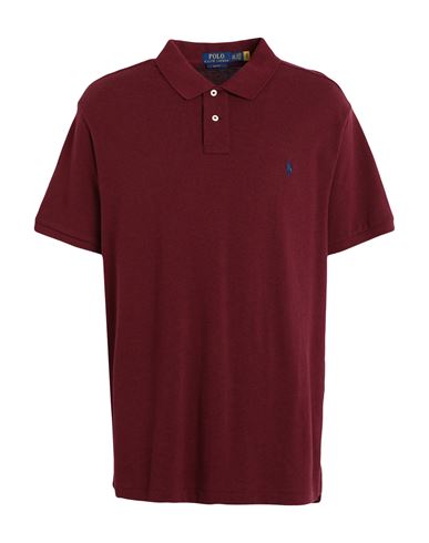 Shop Polo Ralph Lauren Slim Fit Mesh Polo Shirt Man Polo Shirt Burgundy Size L Cotton In Red