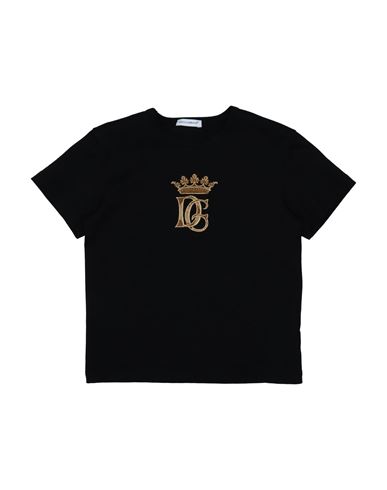 Dolce & Gabbana Babies'  Toddler Boy T-shirt Black Size 7 Cotton, Polyester, Viscose, Polyamide, Metallic Pol