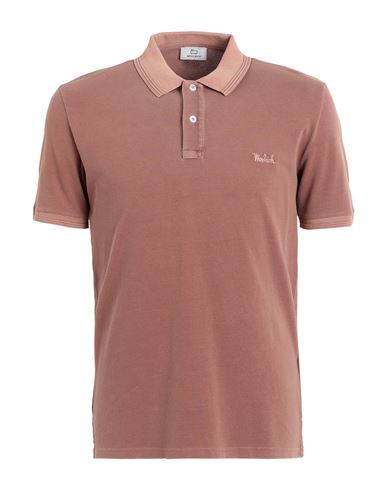 Woolrich Embrodiered-logo Short-sleeved Polo Shirt In Brown