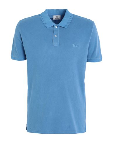 Woolrich Man Polo Shirt Light Blue Size L Cotton, Elastane