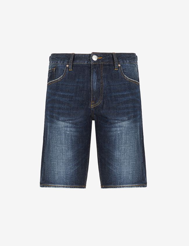 Armani Exchange Shorts In Denim Blu Cotone, Elastan