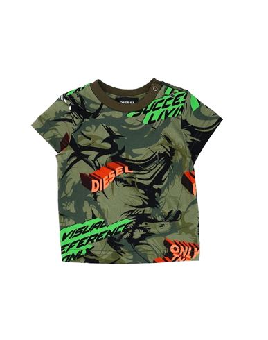 Diesel Babies'  Newborn Boy T-shirt Military Green Size 3 Cotton