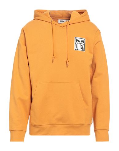 Obey Man Sweatshirt Orange Size M Cotton, Polyester