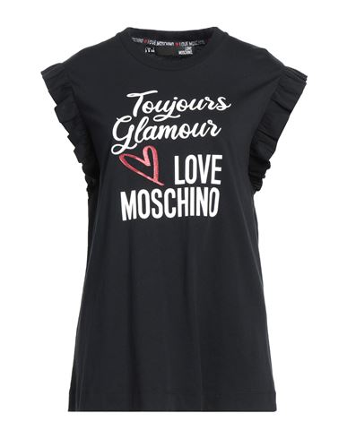 Love Moschino Woman T-shirt Black Size 8 Cotton
