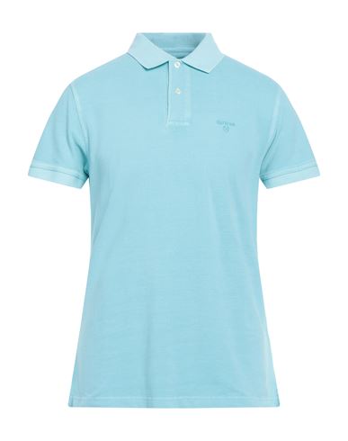 Barbour Man Polo Shirt Turquoise Size S Cotton In Blue