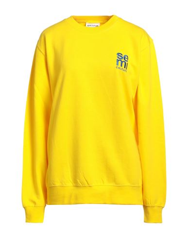Semicouture Woman Sweatshirt Yellow Size L Cotton, Polyester In Yellow