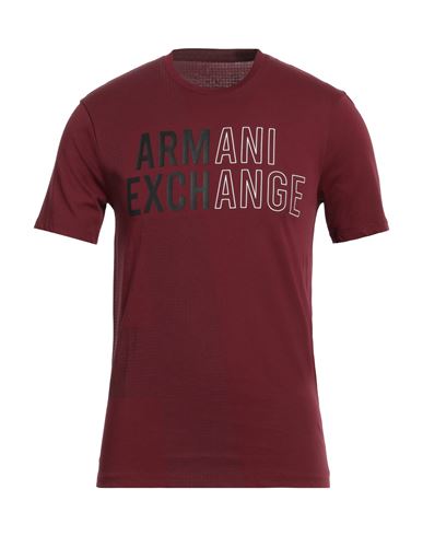 Armani Exchange Man T-shirt Burgundy Size Xxl Cotton In Red