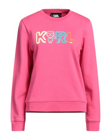 Shop Karl Lagerfeld Jelly Mini Karl Logo Sweat Woman Sweatshirt Fuchsia Size S Organic Cotton, Recycled P In Pink