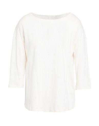 MAJESTIC MAJESTIC FILATURES WOMAN T-SHIRT CREAM SIZE 1 LINEN, ELASTANE 