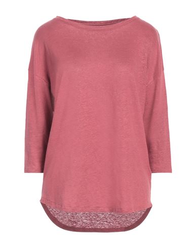 MAJESTIC MAJESTIC FILATURES WOMAN T-SHIRT BURGUNDY SIZE 1 LINEN, ELASTANE 