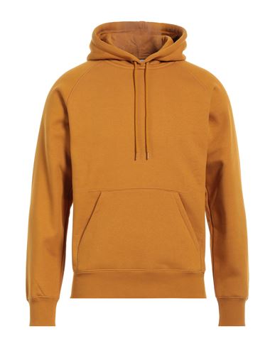 Shop Carhartt Man Sweatshirt Ocher Size S Cotton, Polyester, Elastane In Yellow