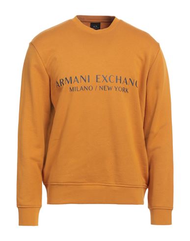 Armani Exchange Man Sweatshirt Mustard Size L Cotton, Elastane