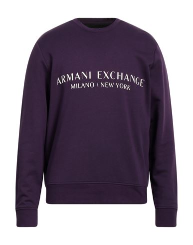 Armani Exchange Man Sweatshirt Mauve Size Xxl Cotton, Elastane In Purple
