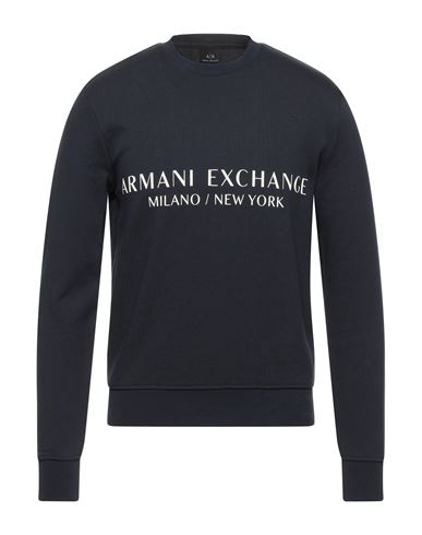 Armani Exchange Man Sweatshirt Midnight Blue Size S Cotton, Elastane