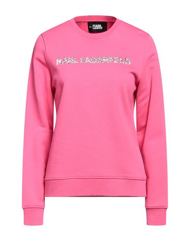 Shop Karl Lagerfeld Elongated Logo Zebra Sweat Woman Sweatshirt Fuchsia Size S Organic Cotton, Recycled P In Pink