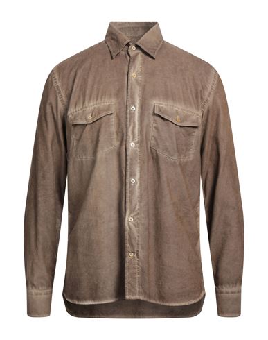 Brooksfield Man Shirt Khaki Size 15 ¾ Cotton In Beige