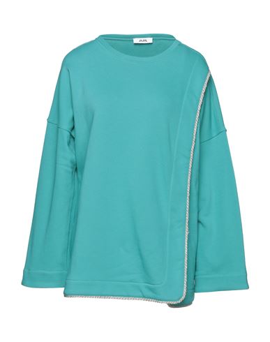 Woman Sweatshirt Turquoise Size 4 Cotton, Polyester