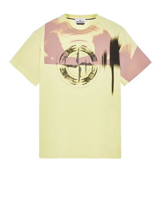  STONE ISLAND 2NS88 'MOTION SATURATION TWO' 반소매 티셔츠 남성 레몬