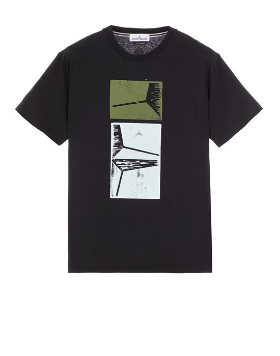  STONE ISLAND 2NS79 'XILOGRAFIA ONE' 반소매 티셔츠 남성 블랙