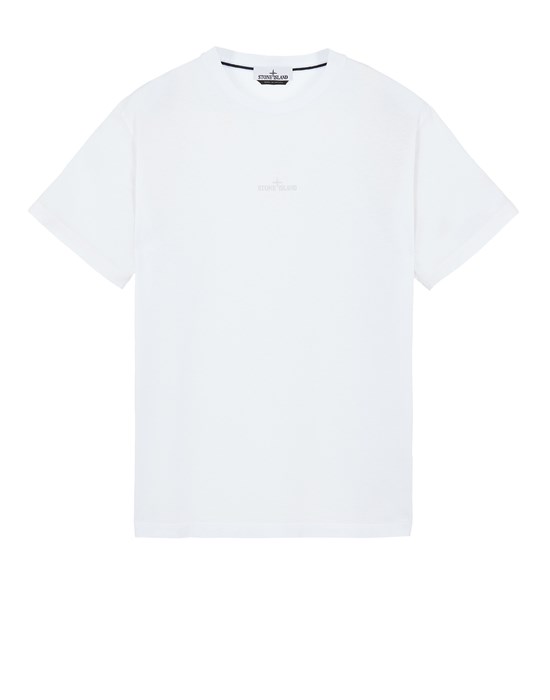  STONE ISLAND 2NS80 'XILOGRAFIA TWO' 반소매 티셔츠 남성 화이트