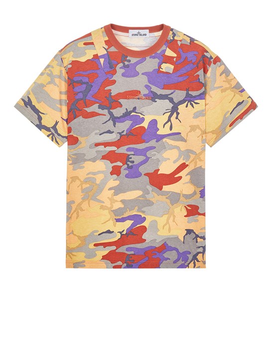 Sold out - STONE ISLAND 207E5 S.I. HERITAGE CAMO 반소매 티셔츠 남성 만다린