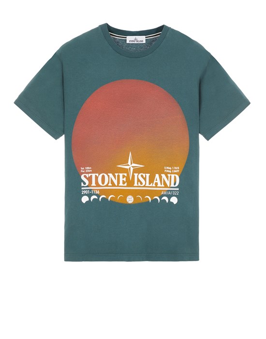  STONE ISLAND 2NS93 ‘LUNAR ECLIPSE TWO' 반소매 티셔츠 남성 페트롤 그린