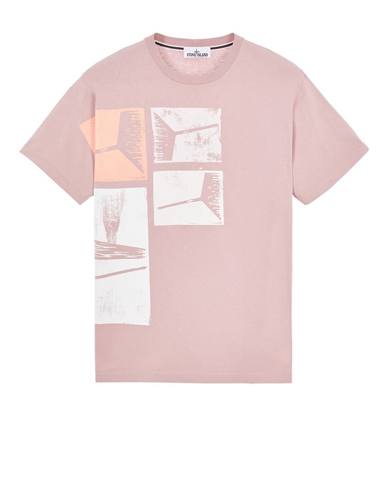  STONE ISLAND 2NS81 'XILOGRAFIA THREE' 短袖 T 恤 男士 粉晶色
