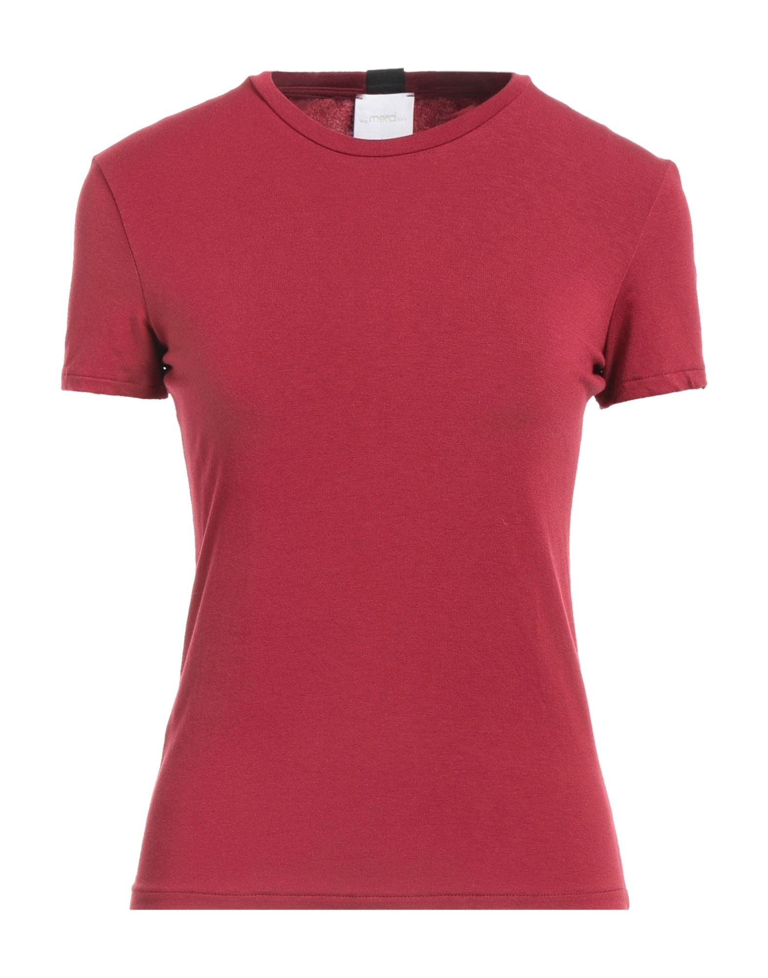 Merci .., Woman T-shirt Burgundy Size L Viscose, Elastane In Red