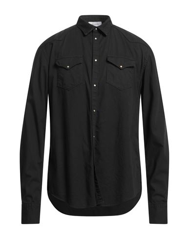 Shop Aglini Man Shirt Black Size 15 ¾ Cotton, Elastane
