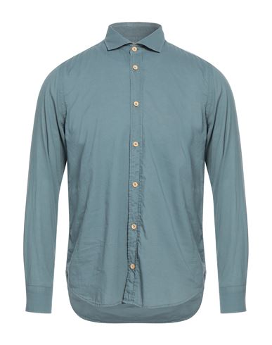 Portofiori Man Shirt Slate Blue Size 15 Cotton