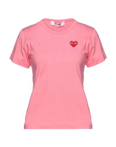 Shop Comme Des Garçons Play Woman T-shirt Pink Size S Cotton