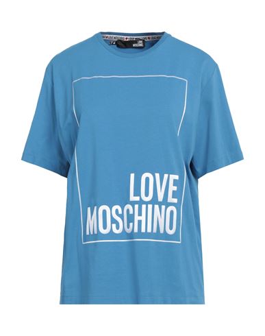 Love Moschino Woman T-shirt Azure Size 2 Cotton, Elastane In Blue