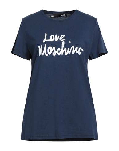 Love Moschino Woman T-shirt Navy Size 10 Cotton In Blue