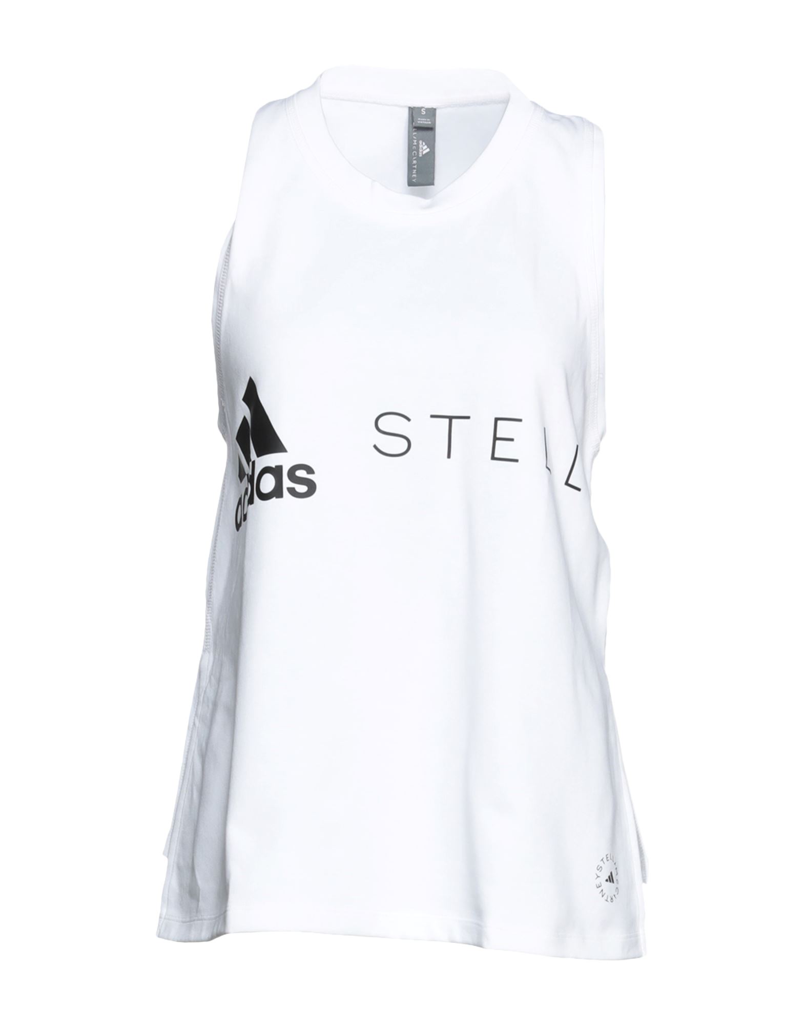 Shop Adidas By Stella Mccartney Asmc Logo Tk Woman Tank Top White Size L Organic Cotton, Recycled Polyest