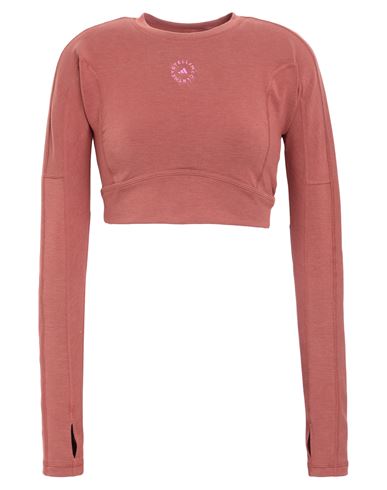 Adidas By Stella Mccartney Asmc Tst Crop L Woman T-shirt Rust Size Xl Modal, Recycled Polyamide, Ela In Red