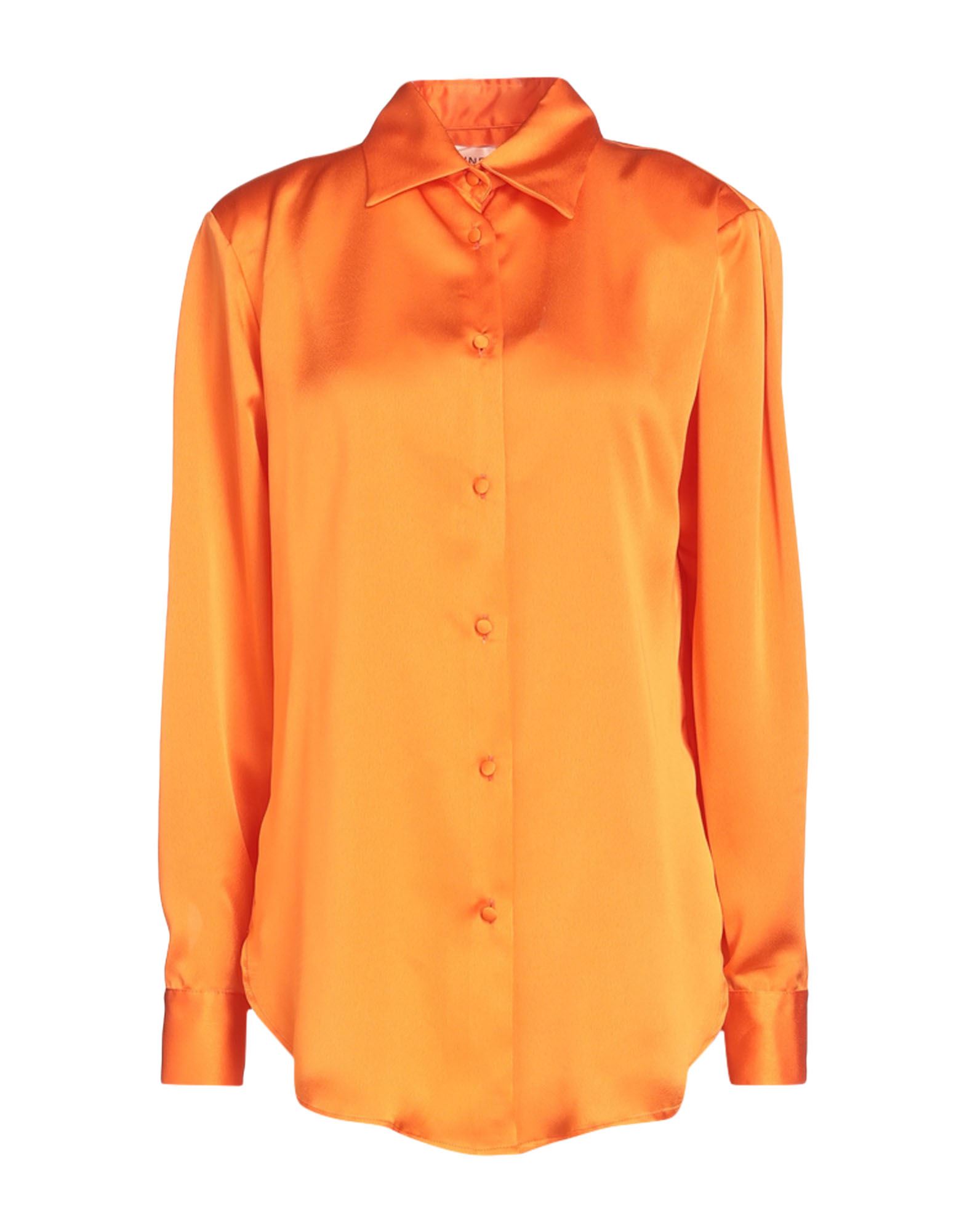 Shop Nineminutes Camicia In Raso Woman Shirt Orange Size 8 Polyester, Elastane