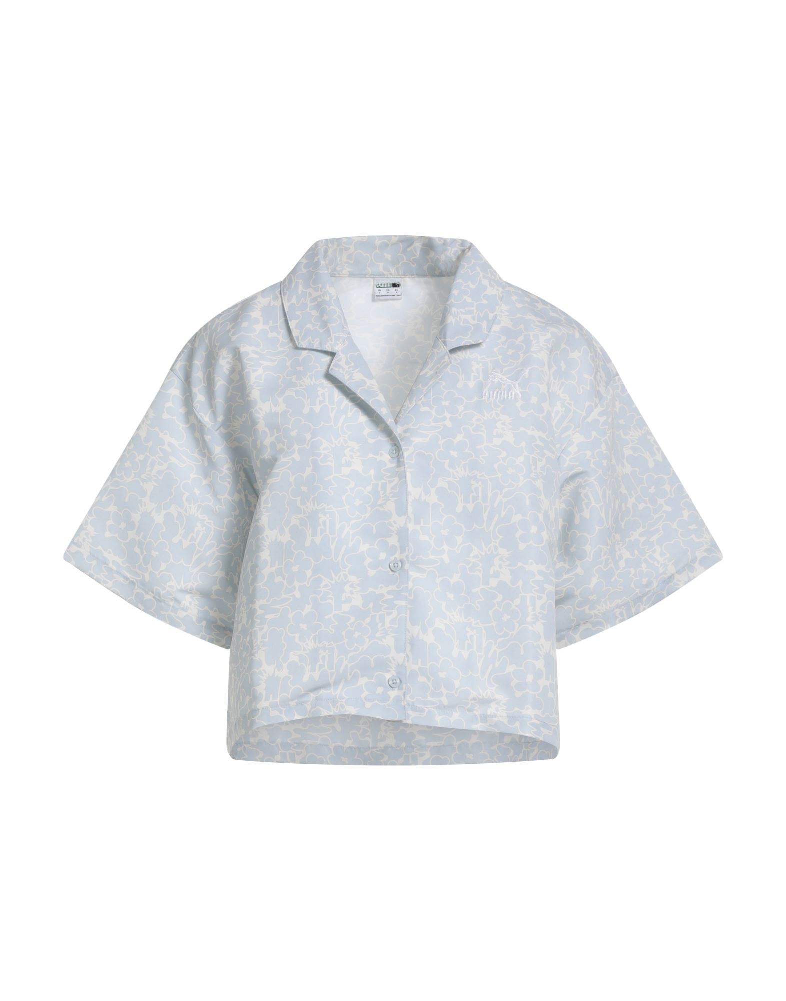 Shop Puma Classics Summer Resort Aop Twill Ss Shirt Woman Shirt Light Grey Size L Polyester