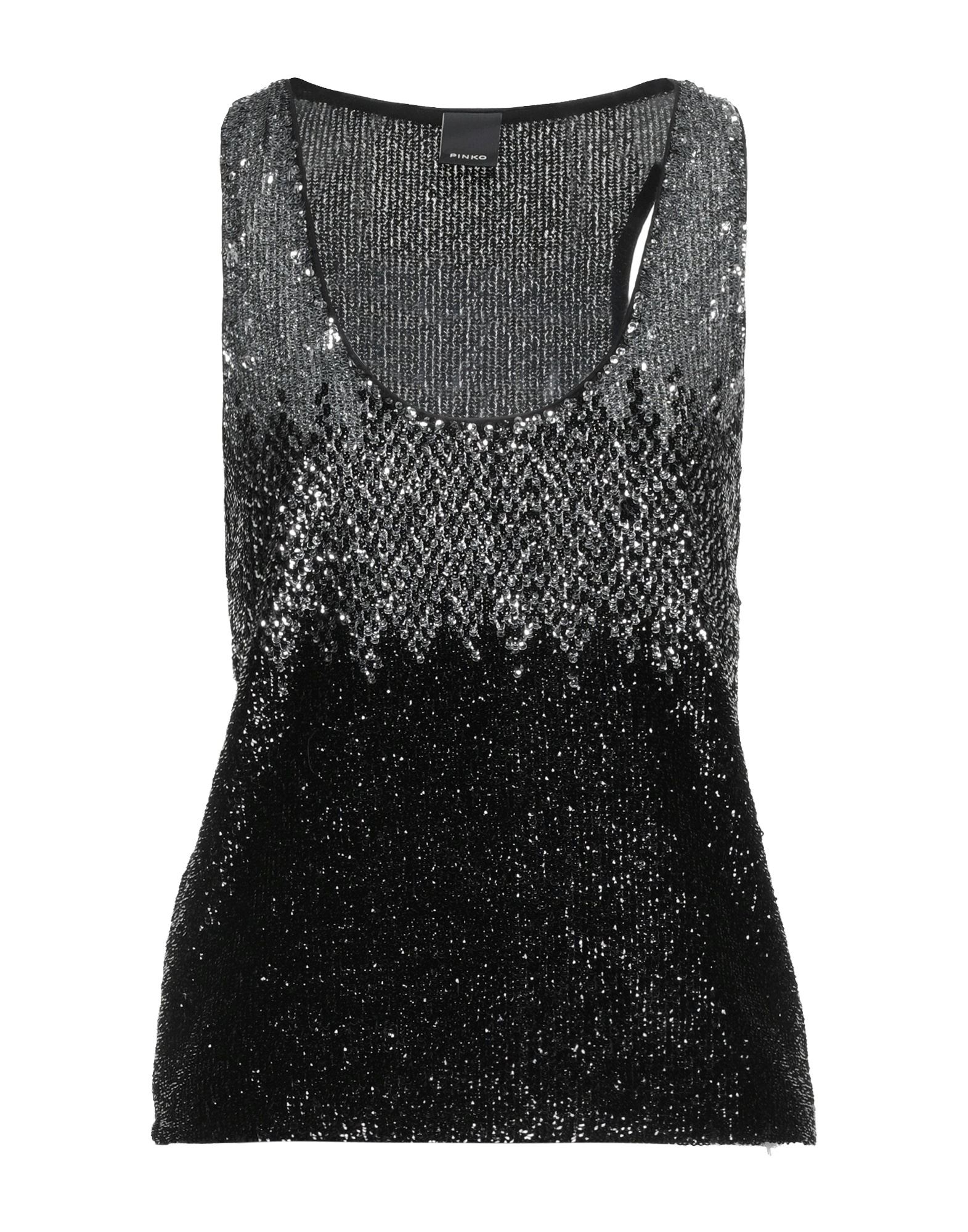 Shop Pinko Woman Top Black Size 4 Polyester, Pvc - Polyvinyl Chloride