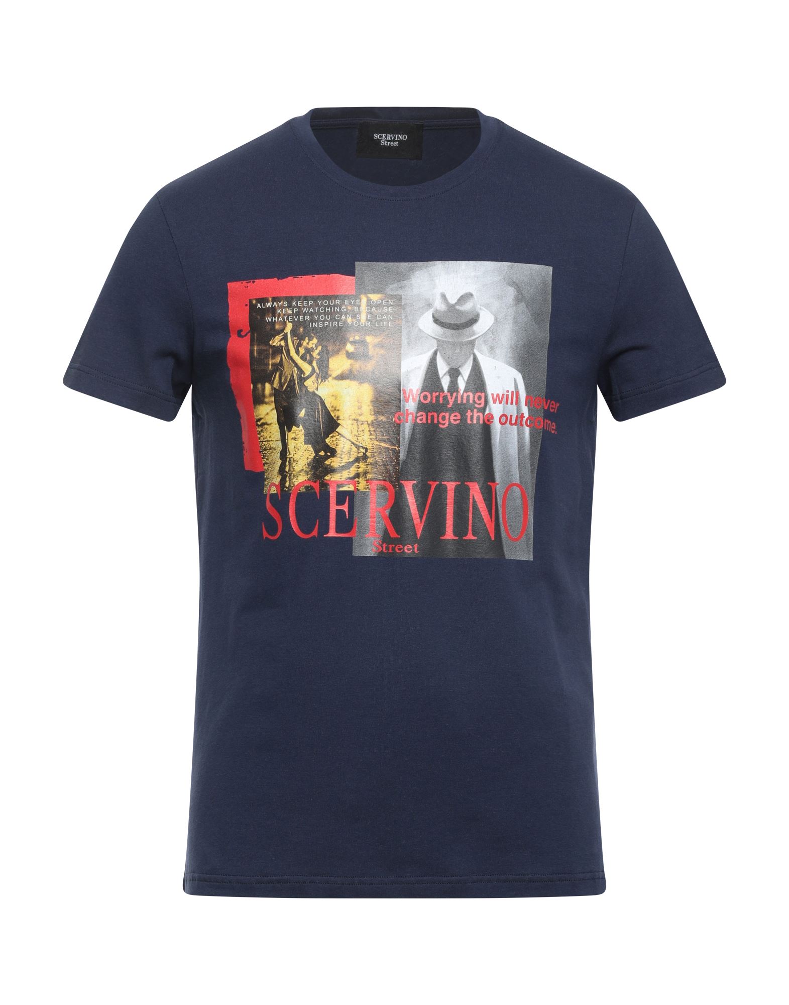 Shop Scervino Man T-shirt Midnight Blue Size Xl Cotton, Elastane