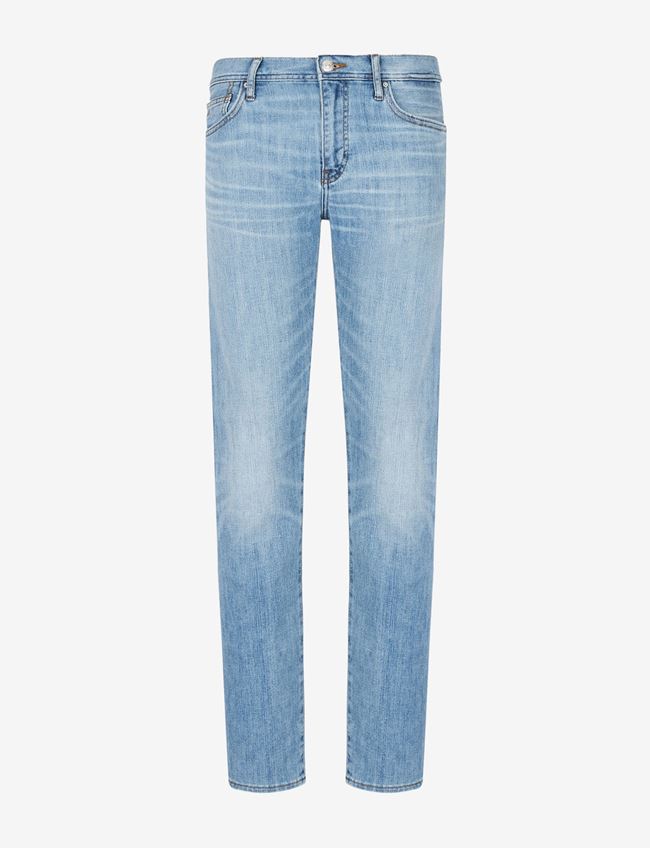 Armani Exchange Jeans Straight Fit Blu Cotone, Elastomultiestere, Lino