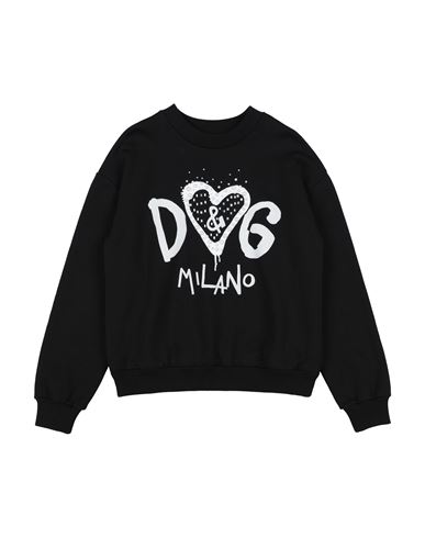 Dolce & Gabbana Babies'  Toddler Girl Sweatshirt Black Size 7 Cotton, Elastane, Crystal, Natural Stone, Polyu