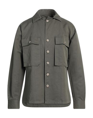 Shop Xacus Man Shirt Military Green Size L Cotton, Linen